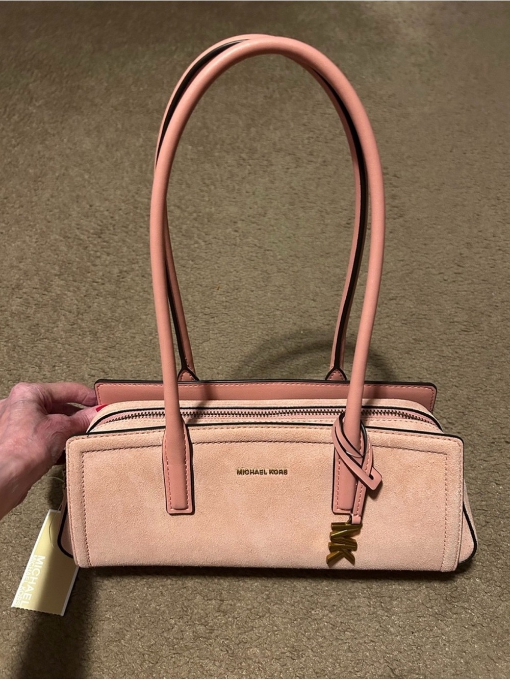 NWT Michael Kors Laila Small East West Suede 
Shoulder Bag